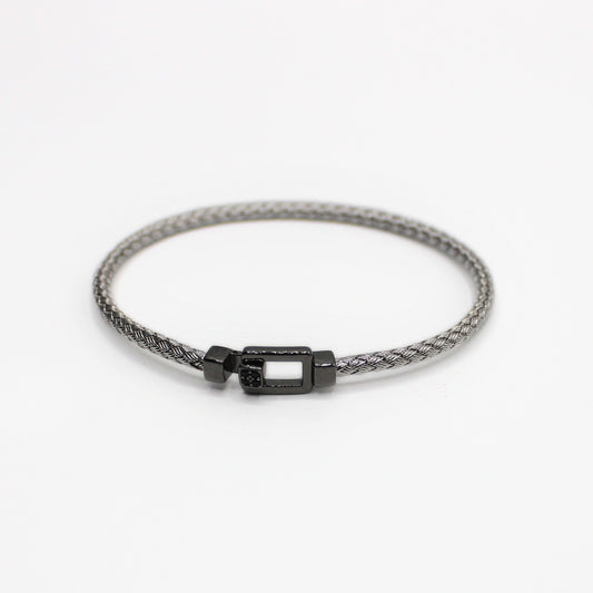 Bracelet Argent tressé, motif crochet - Valenzi