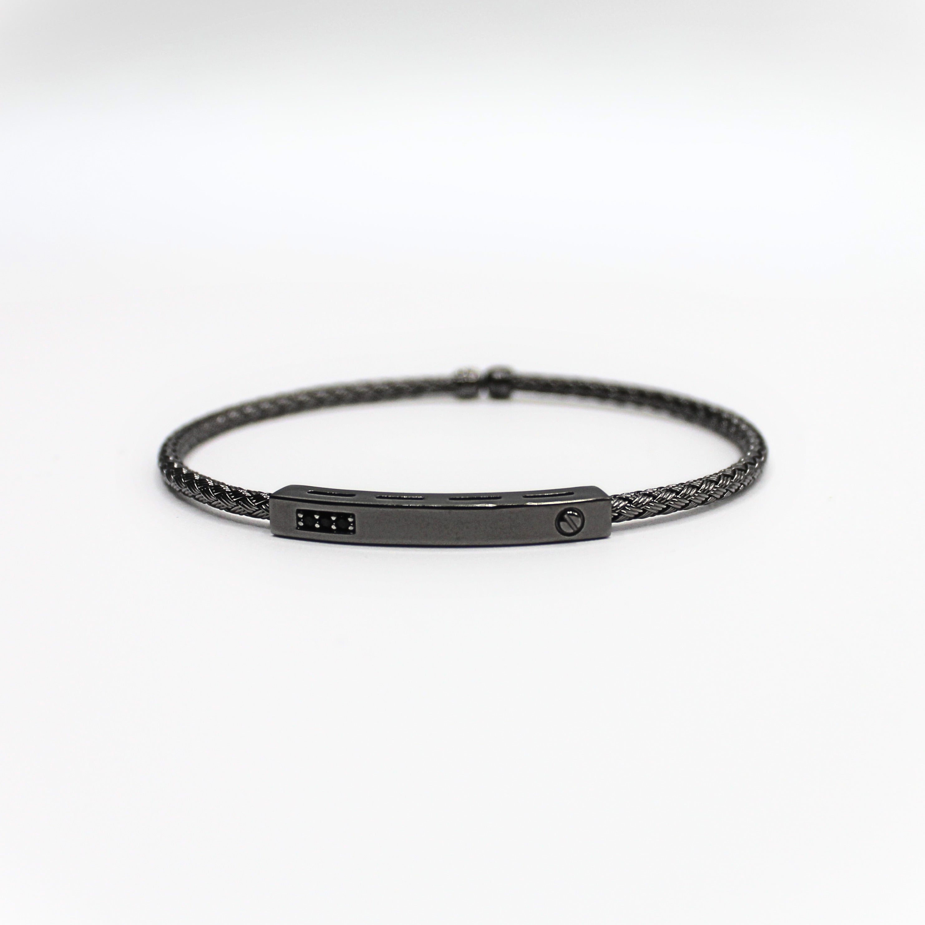 Bracelet Argent tressé, motif Barrette - Valenzi