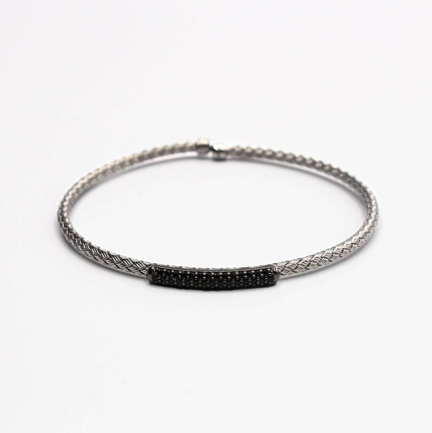Bracelet Argent tressé, motif Barrette Oxyde de Zirconium - Valenzi