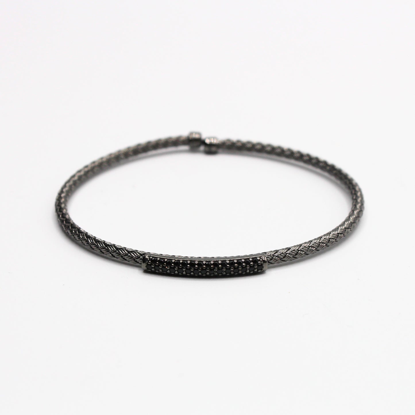 Bracelet Argent tressé, motif Barrette Oxyde de Zirconium - Valenzi
