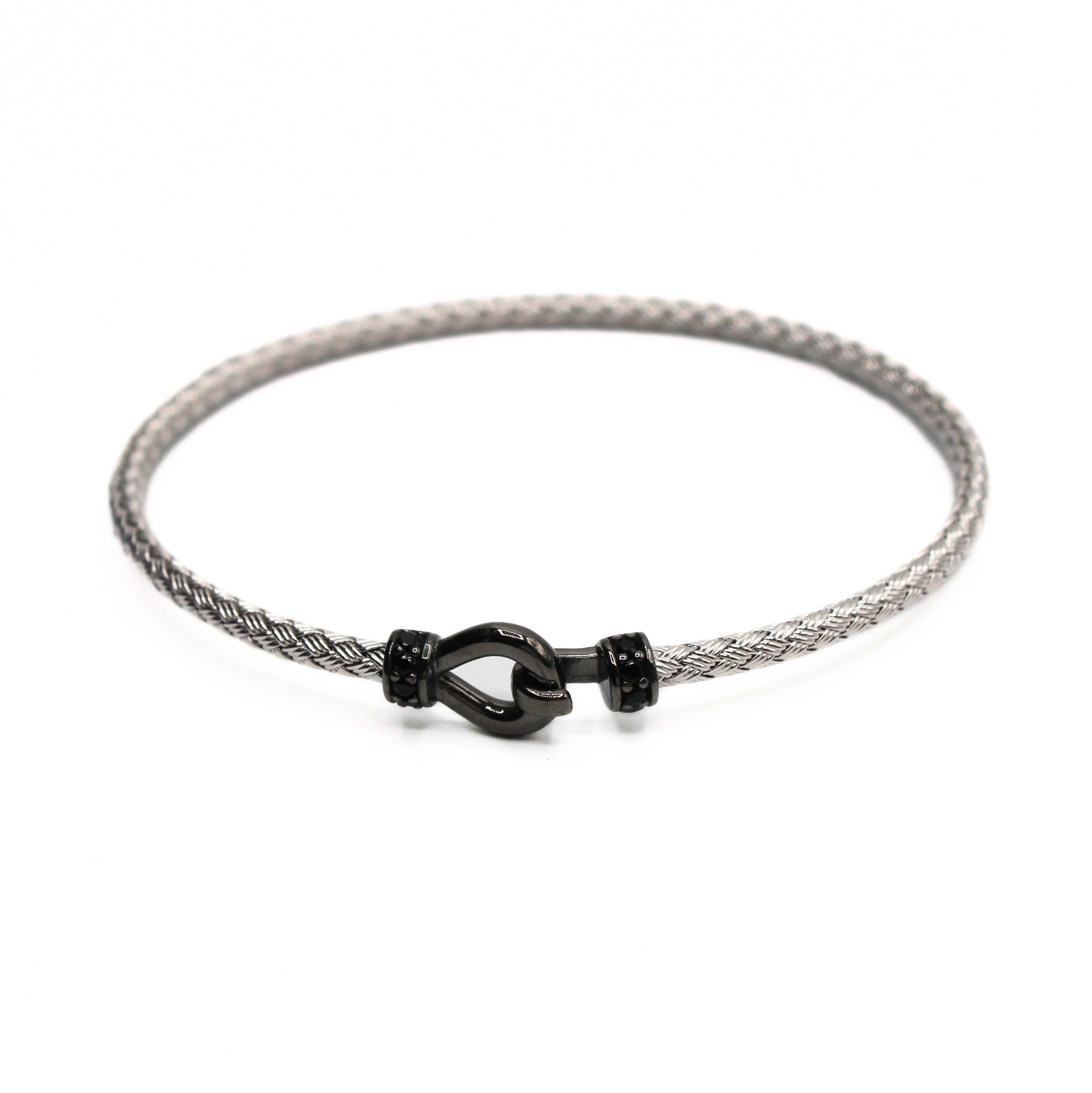 Bracelet Argent tressé, motif Barrette - Valenzi
