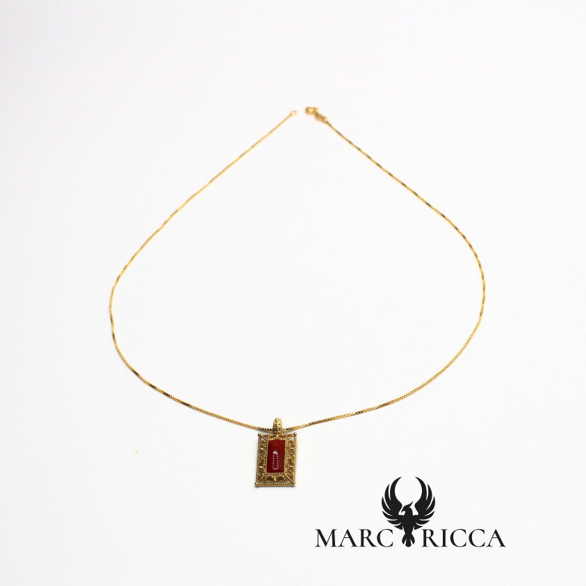 Collier pendentif Corail rectangulaire.
