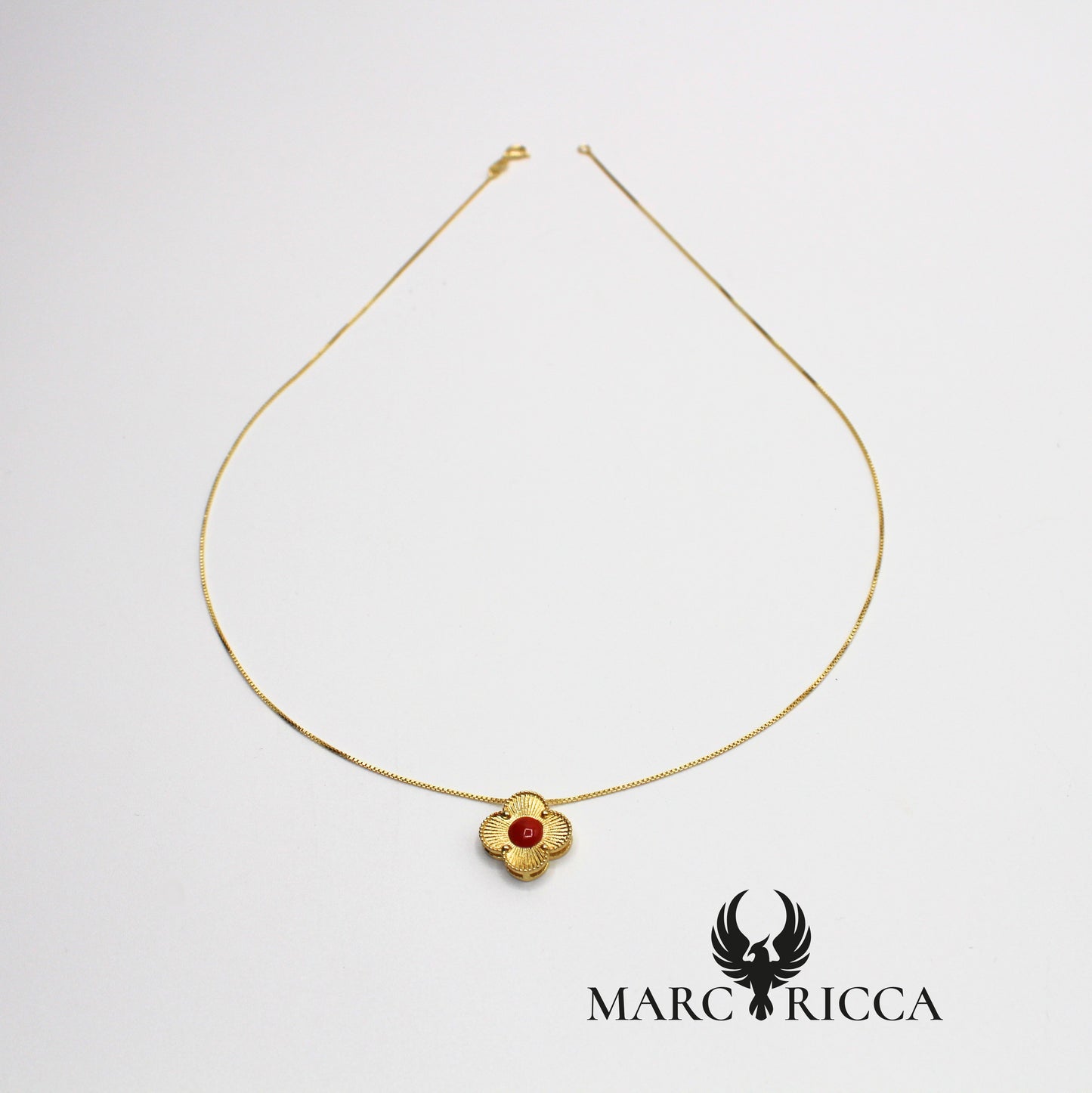 Collier chaîne Pendentif fleur Vermeil et Corail