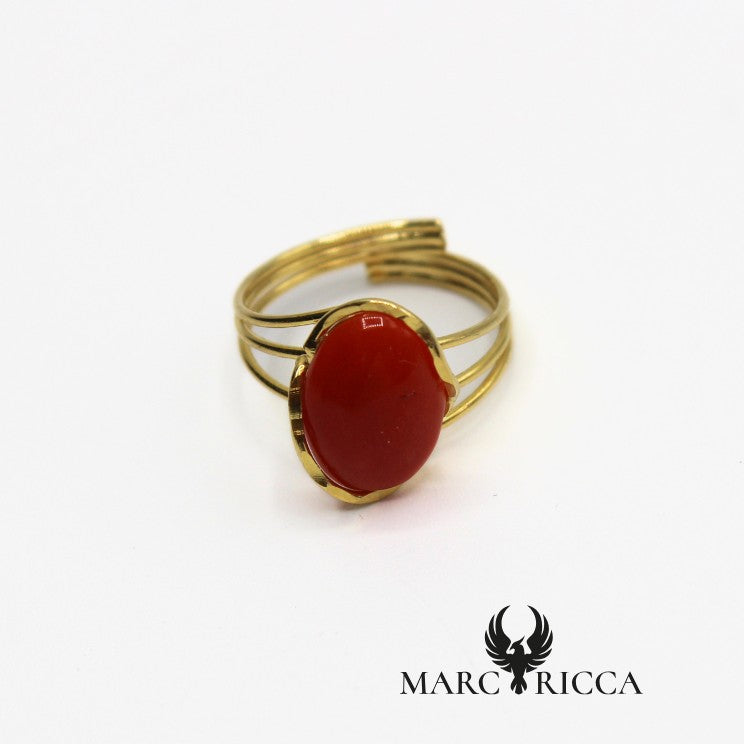 Bague réglable Corail et vermeil