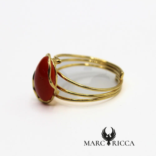 Bague réglable Corail et vermeil