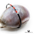 Bracelet Jonc Argent Caoutchouc 1 Rangs Tubes de Corail
