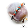 Bracelet Argent Caoutchouc 1 Rang Turquoise & Corail