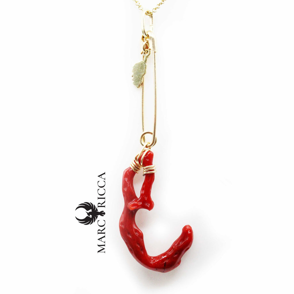 Pendentif Vermeil Corail Branche & Corse Broche