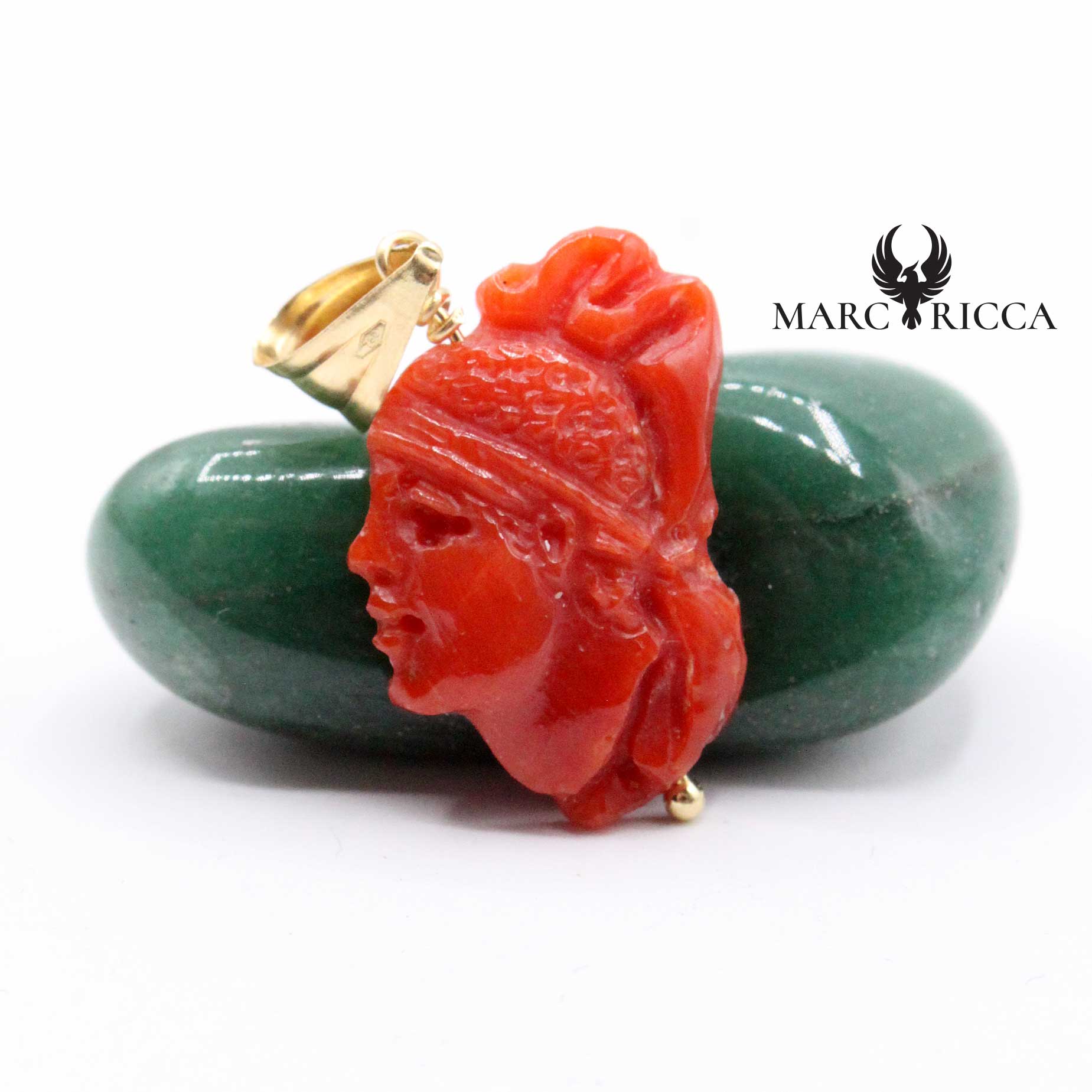 Pendentif Or Tête de Maure Corail