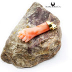 Pendentif Or Main en Corail Rose