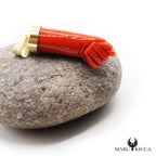 Pendentif Or Main en Corail Rouge