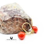 Boucles Or Dormeuse Bouton en Corail