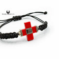 Bracelet Argent Croix Corail & nacre Noire