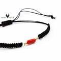 Bracelet Argent Cordon Macramé & Tube en Corail