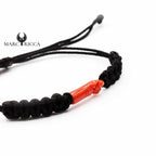Bracelet Cordon Macramé & Main en Corail