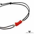 Bracelet Argent Cordon Main en Corail Vermeil