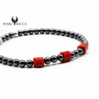 Bracelet Elastique Corail & Hématite