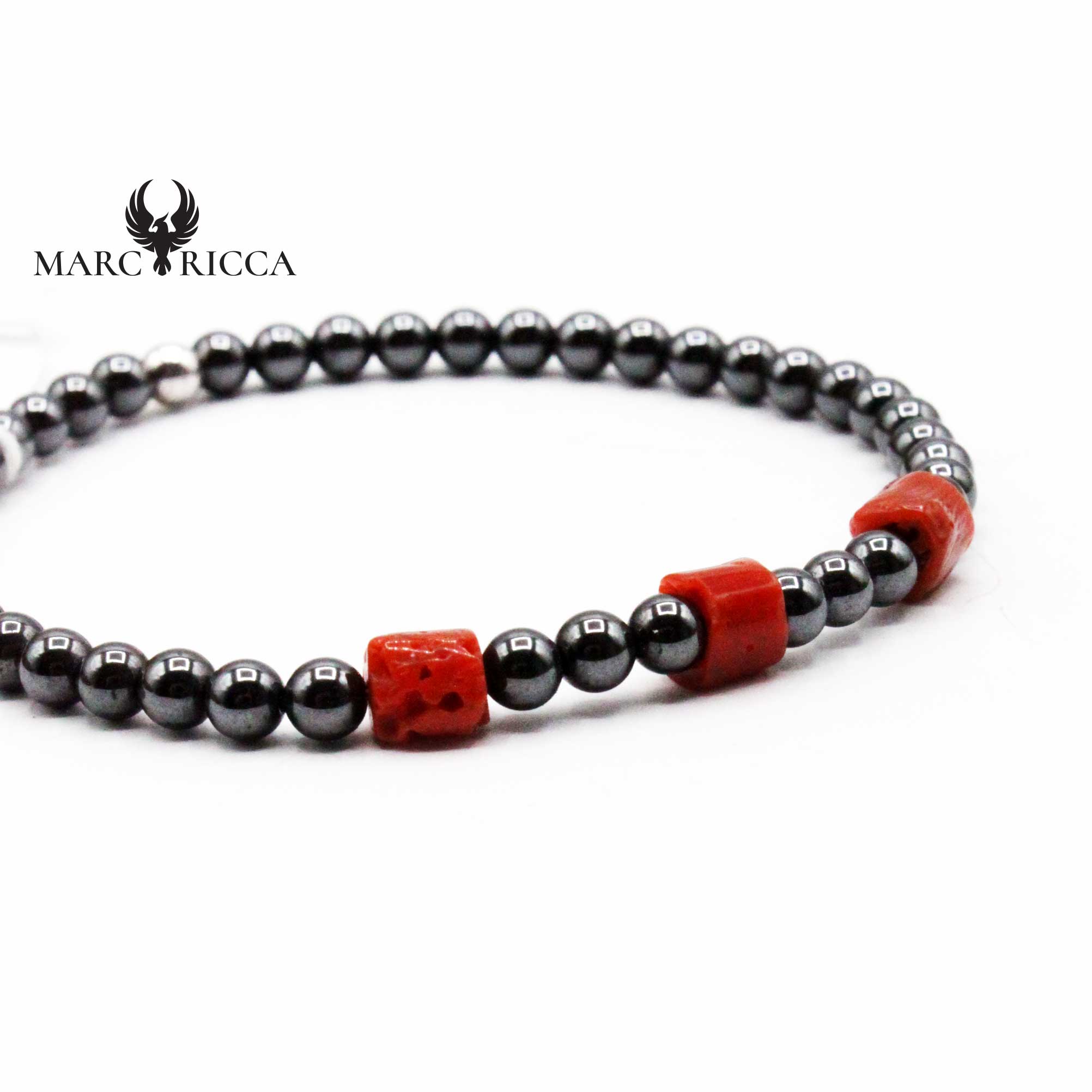 Bracelet Elastique Corail & Hématite