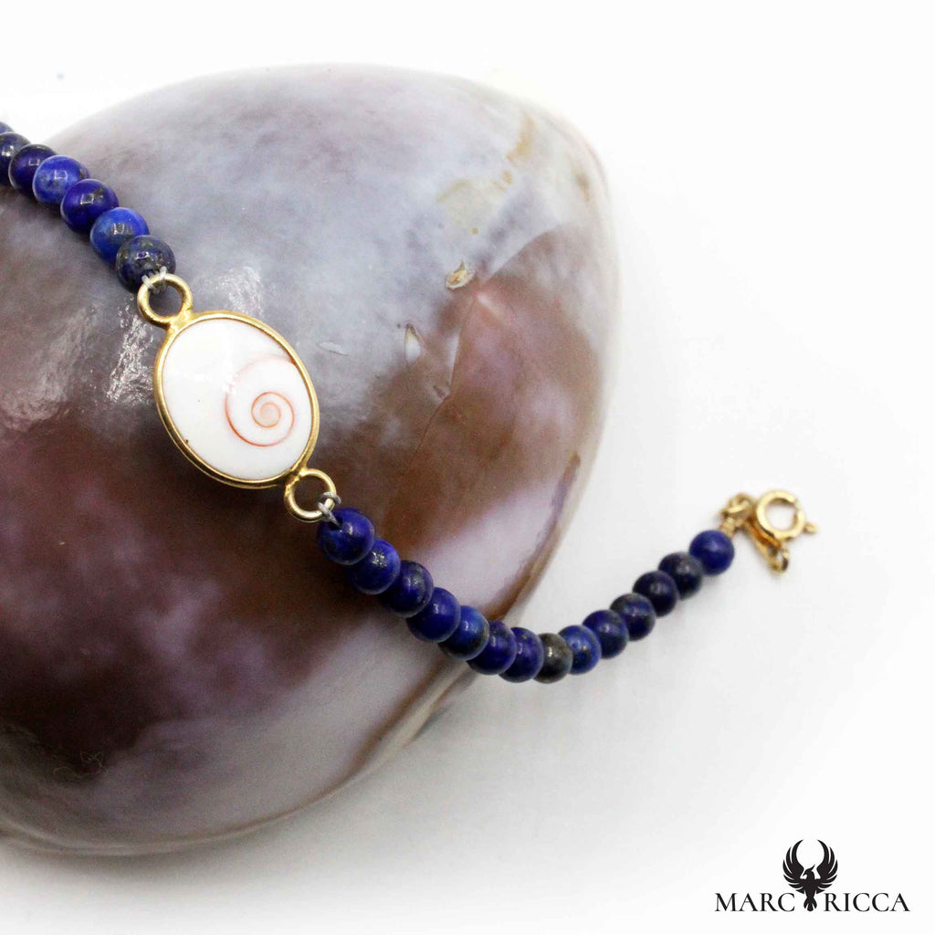 Bracelet Argent œil de St-Lucie & Lapis Lazuli Vermeil