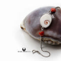Bracelet Argent œil de St-Lucie & Corail Rouge