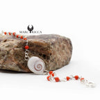 Bracelet Argent œil de St-Lucie & Corail Rouge