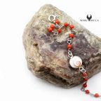 Bracelet Argent œil de St-Lucie & Corail Rouge