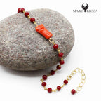 Bracelet Argent Chainette Main en Corail Vermeil