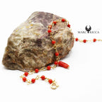 Bracelet Argent Chainette Main en Corail Rouge Vermeil