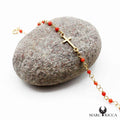 Bracelet Argent Chainette Croix & Corail Rouge