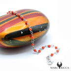 Bracelet Argent Chainette Corail Rouge