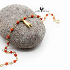 Bracelet Argent Chainette Corail Rouge & Corne D'abondance