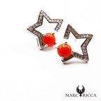 Boucles Argent Corail Perle & Étoile Zirconium