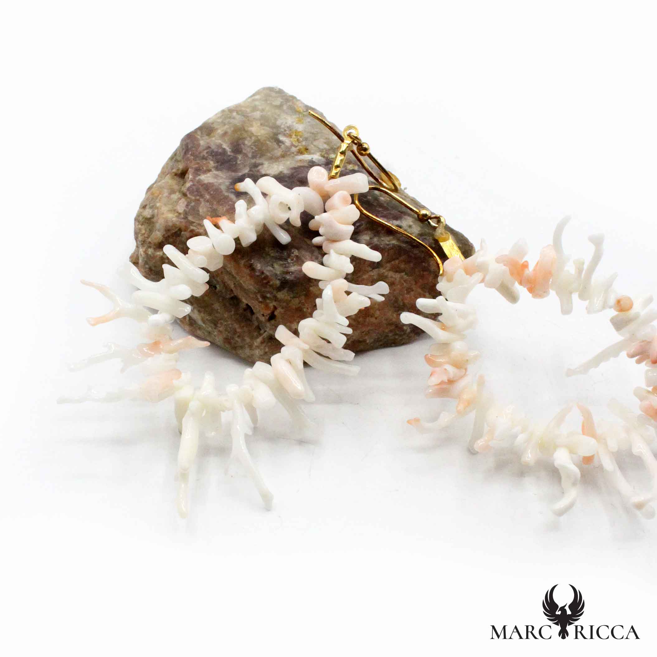 Boucles Argent Corail Blanc Frange Vermeil