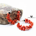 Boucles Argent Créole Ouverte Corail Cupolino & Cristal Noir