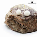 Boucles Argent Corail Blanc Perle Plate