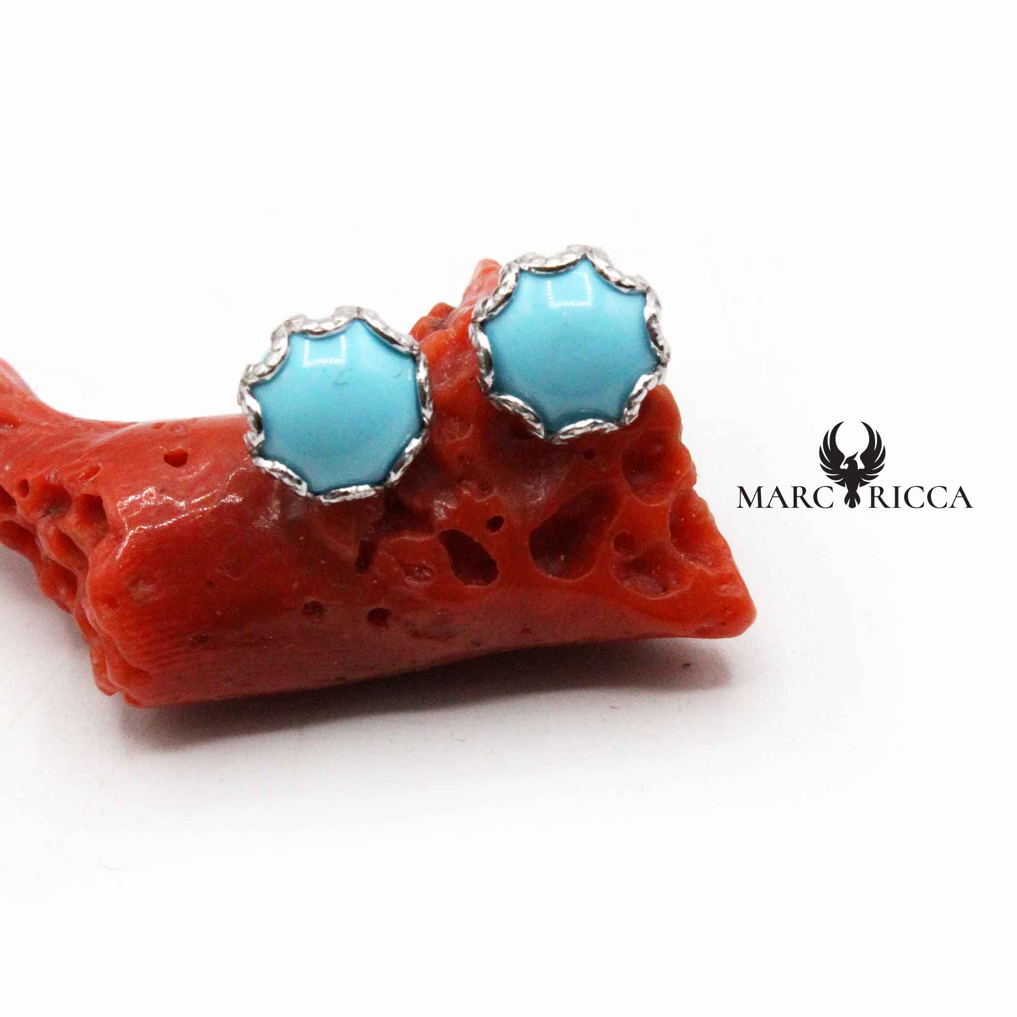 Boucles Argent Rondes Turquoises