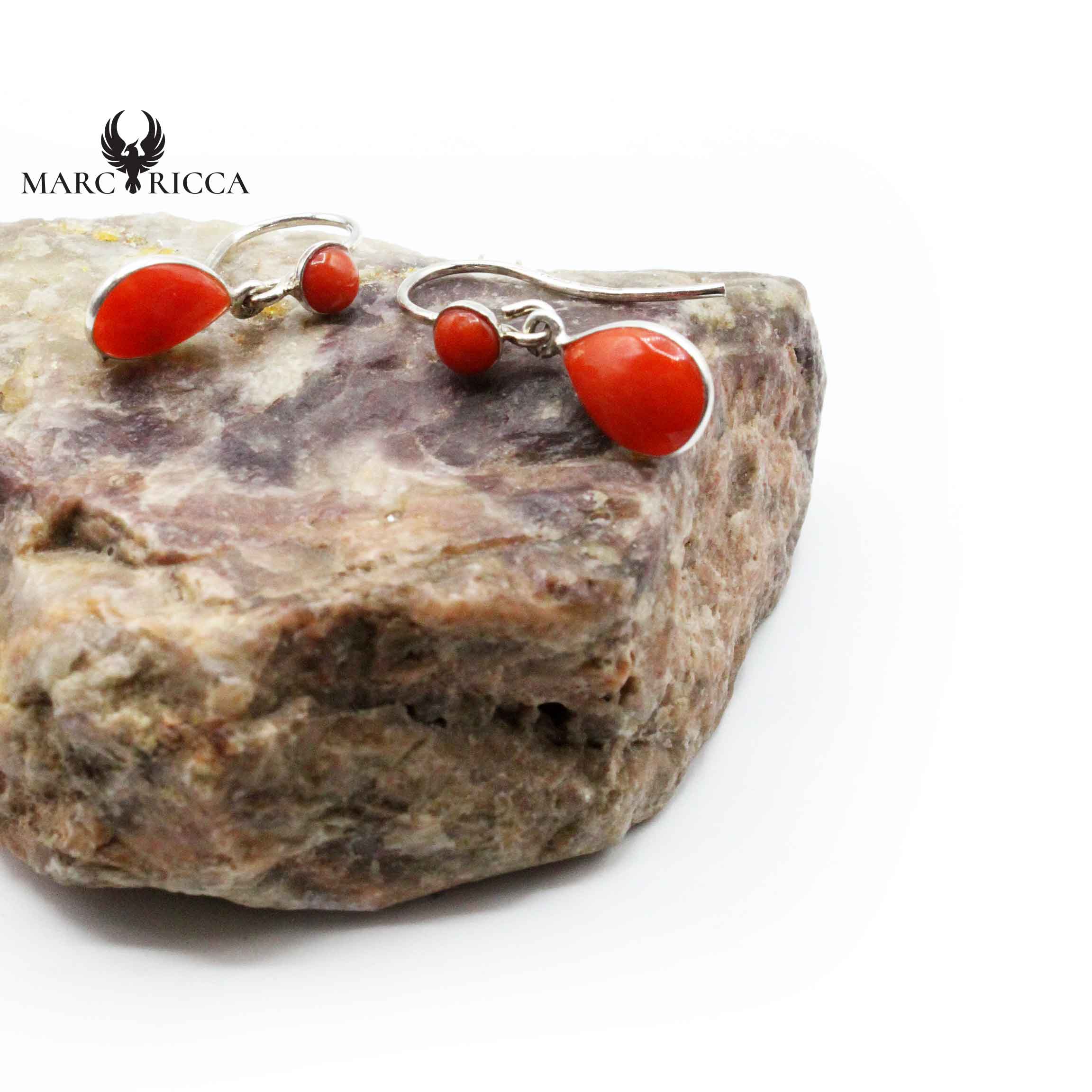 Boucles Argent Corail Goutte
