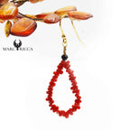 Boucles Argent Corail Goutte & Perle de Cristal Noir
