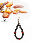 Boucles Argent Corail & Cristal Noir Goutte