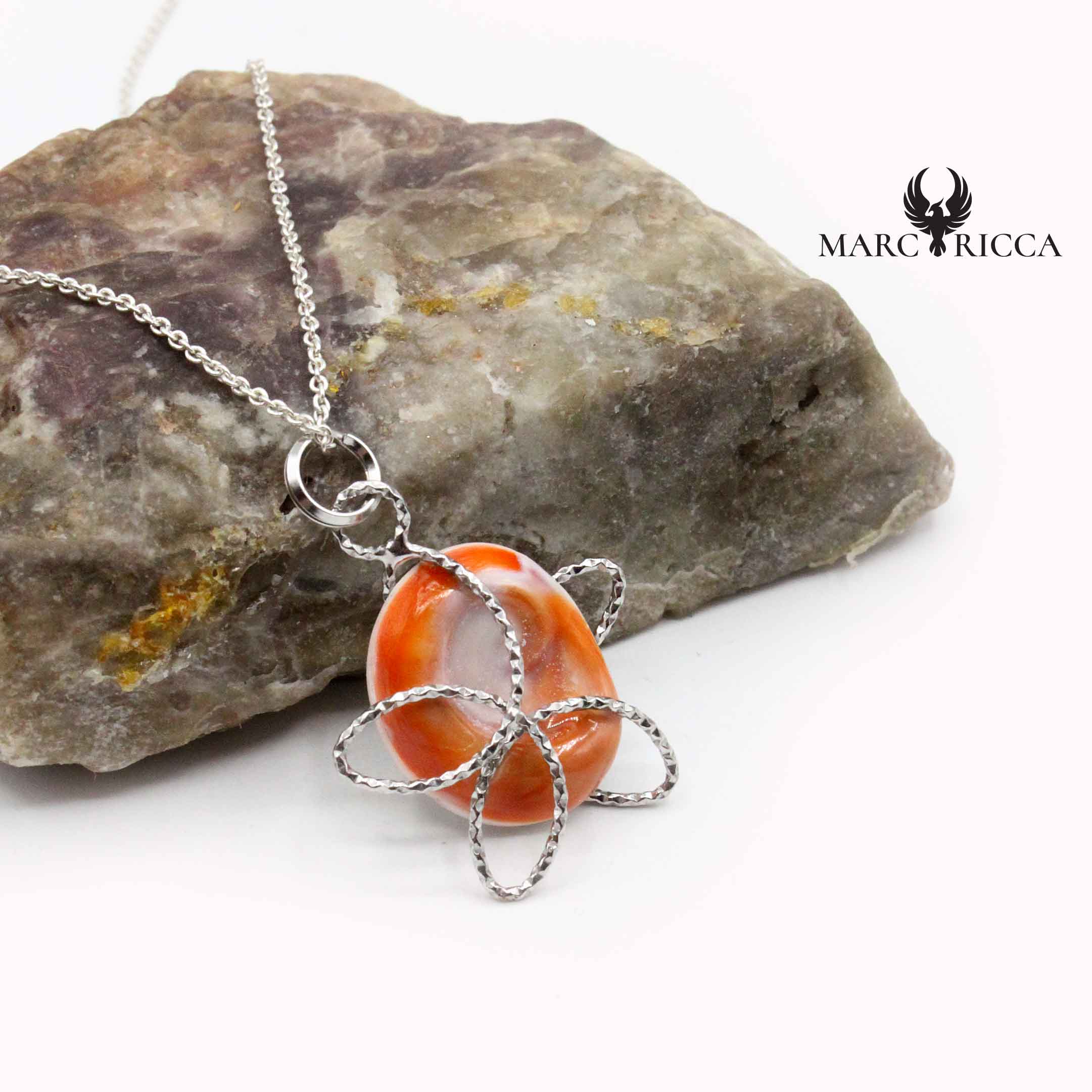 Pendentif Argent Œil de Sainte-Lucie Fleur