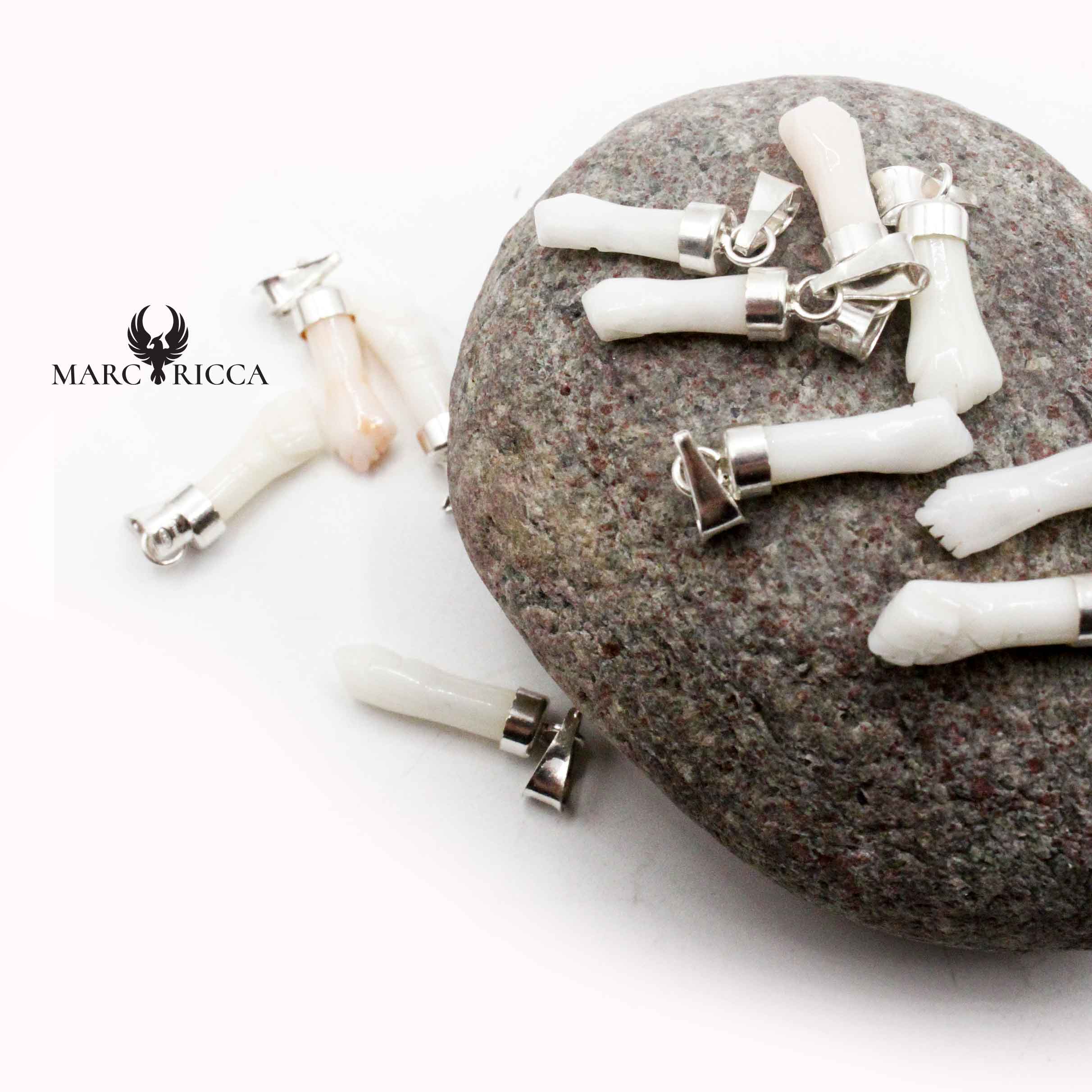 Pendentif Argent Main Corail Blanc