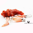 Pendentif Argent Corne Corail Rose