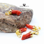 Pendentif Argent Main Festonné Corail Rouge