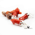Pendentif Argent Main Festonné Corail Rouge