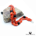 Bracelet Argent 2 Rangs Sassi Corail Rouge