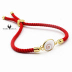 Bracelet Argent ou Vermeil & laiton œil de Sainte-Lucie Rouge