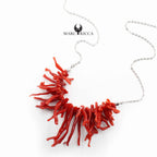 Collier Argent Franges de Corail Rouge
