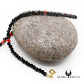 Collier Argent Cristal Noir et Corail