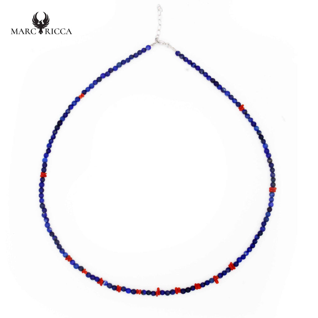 Collier Argent Lapis Lazuli & Corail