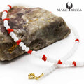 Collier Argent Cristal Blanc et Corail